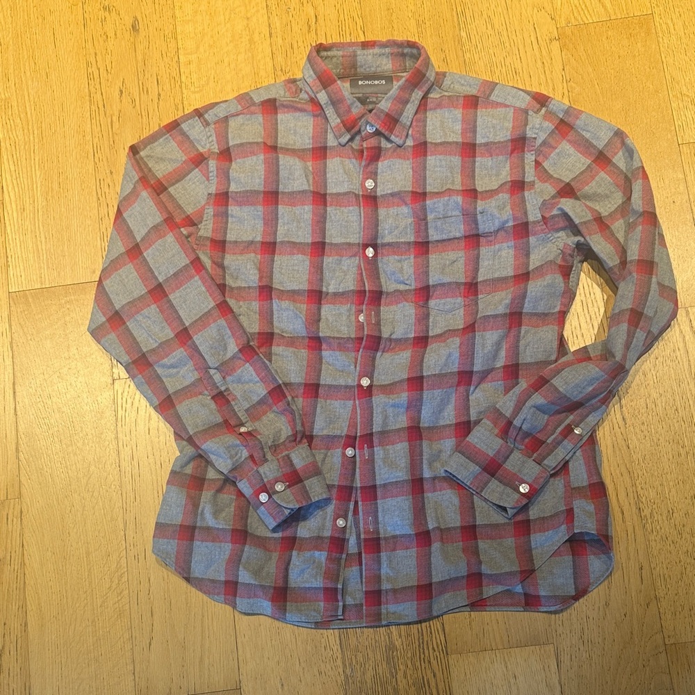 Bonobos Red and Gray Checkered Shirt